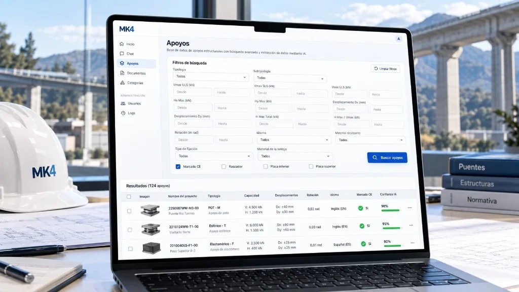 Base de datos de apoyos estructurales con IA